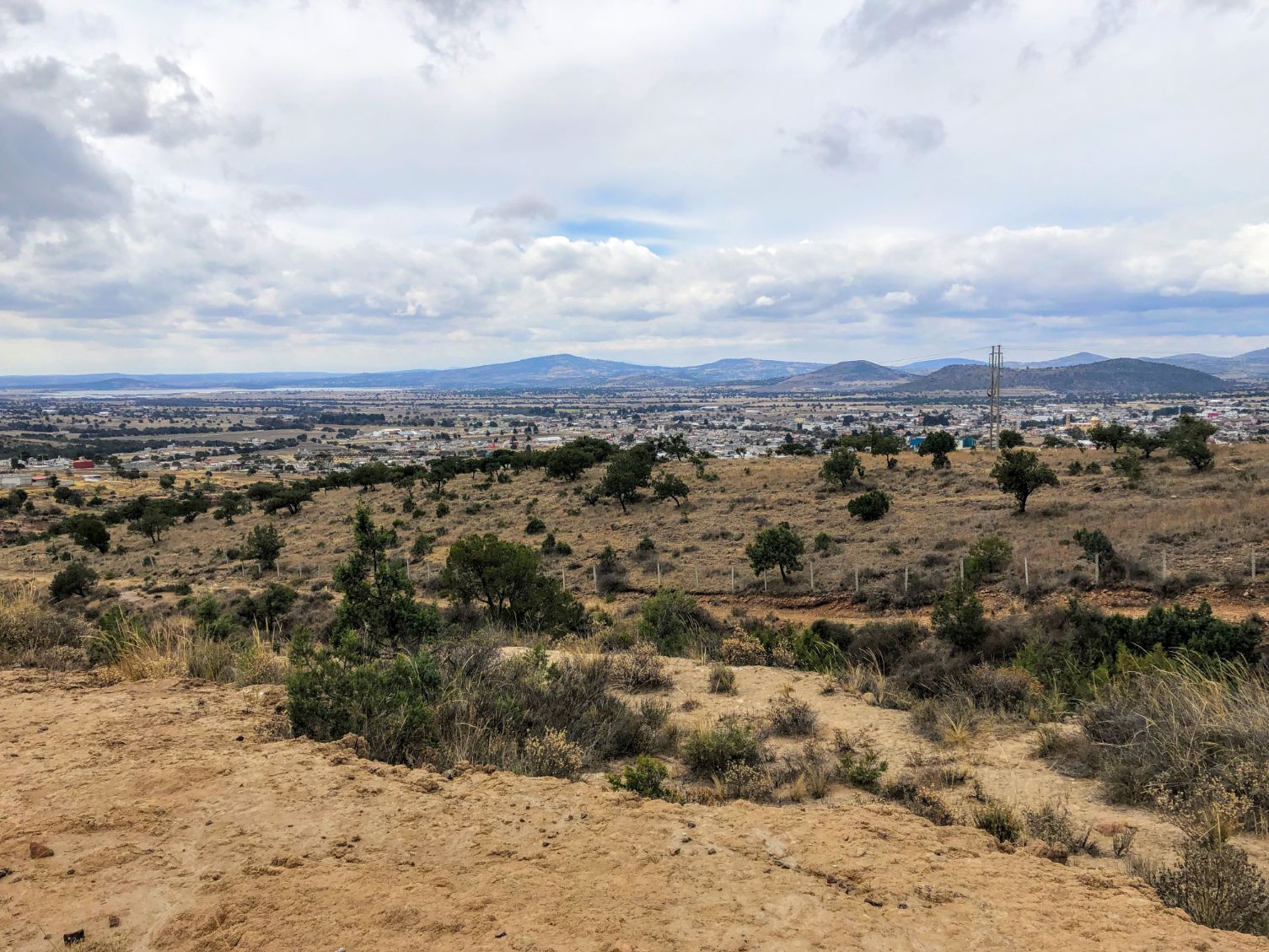 view of Tlaxco and surrounding mountains from the Tlaxco slot canyon hike