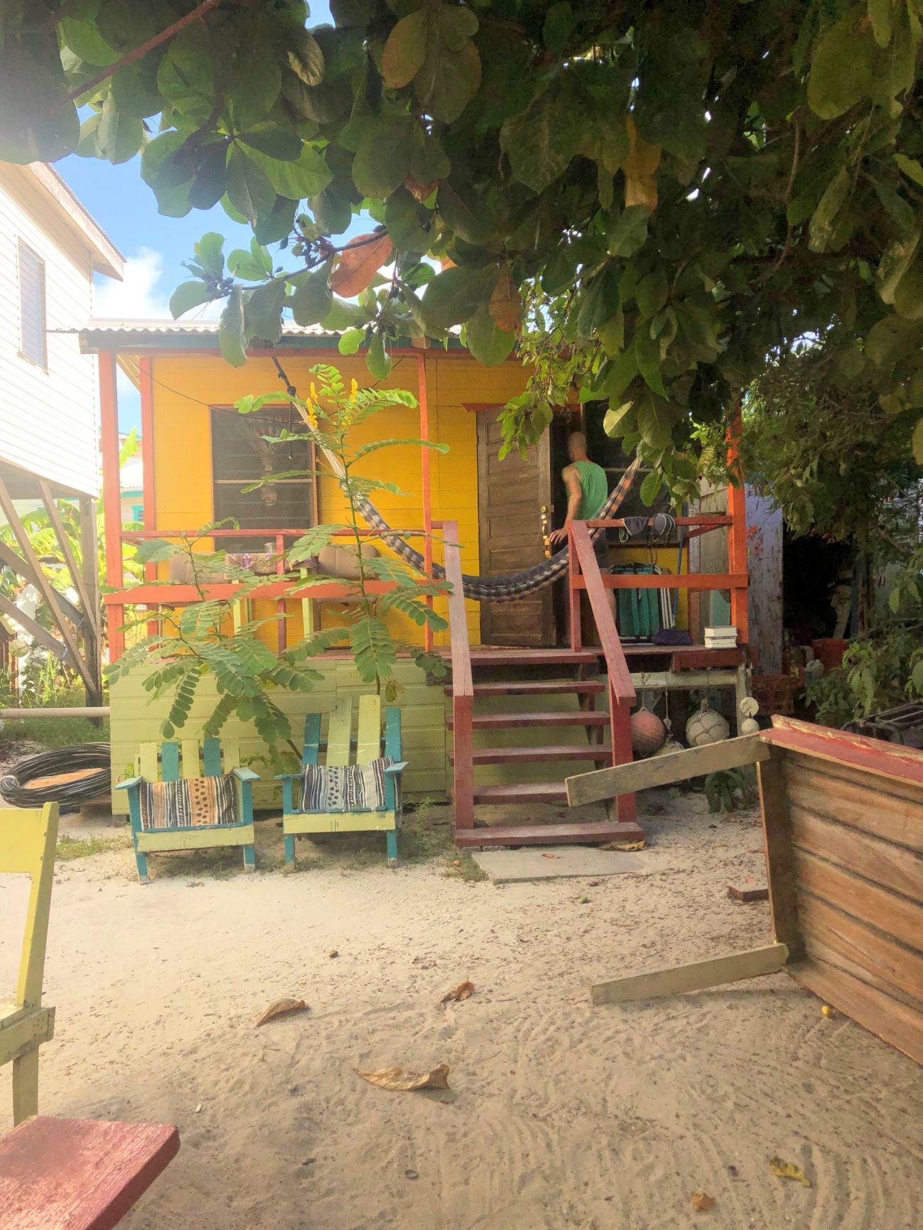 colorful tiny home in Caye Caulker, Belize